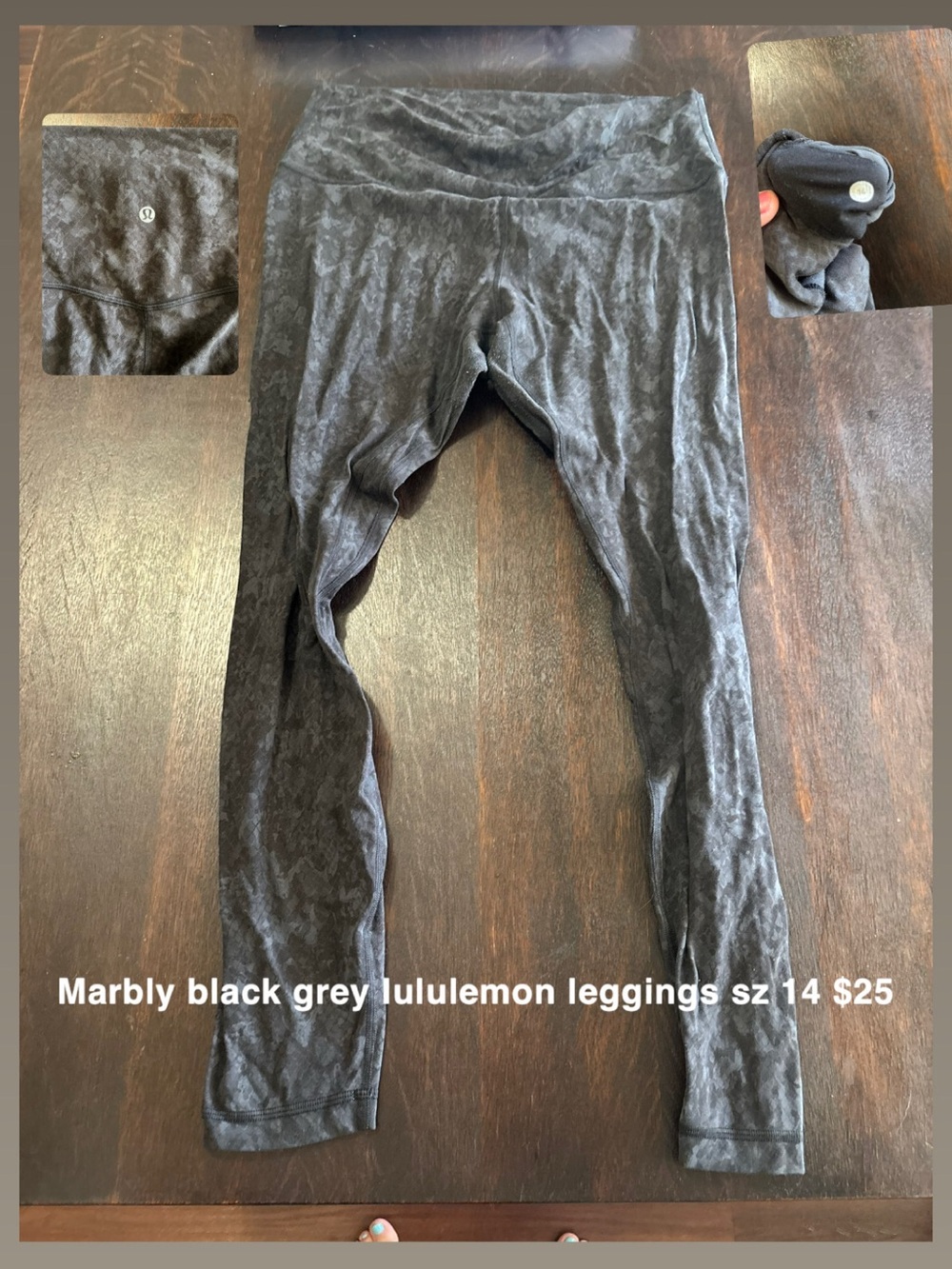 lululemon athletica Marbled Black & Grey Leggings